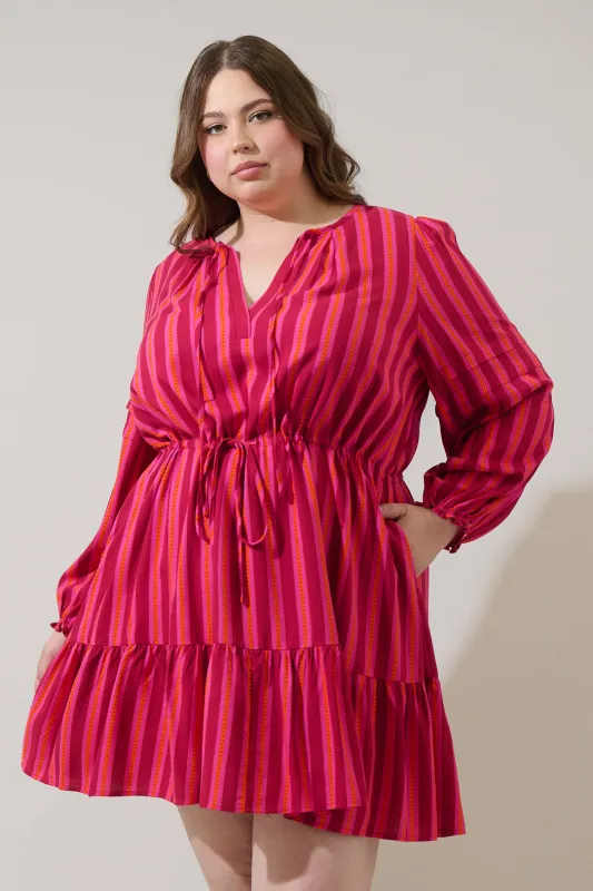Clarisa Stripes Lomie Drawstring Mini Dress Curve sold by Sugarlips