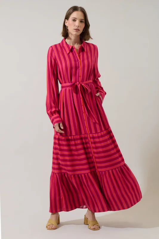 Clarisa Stripes Sofia Button Down Maxi Dress sold by Sugarlips