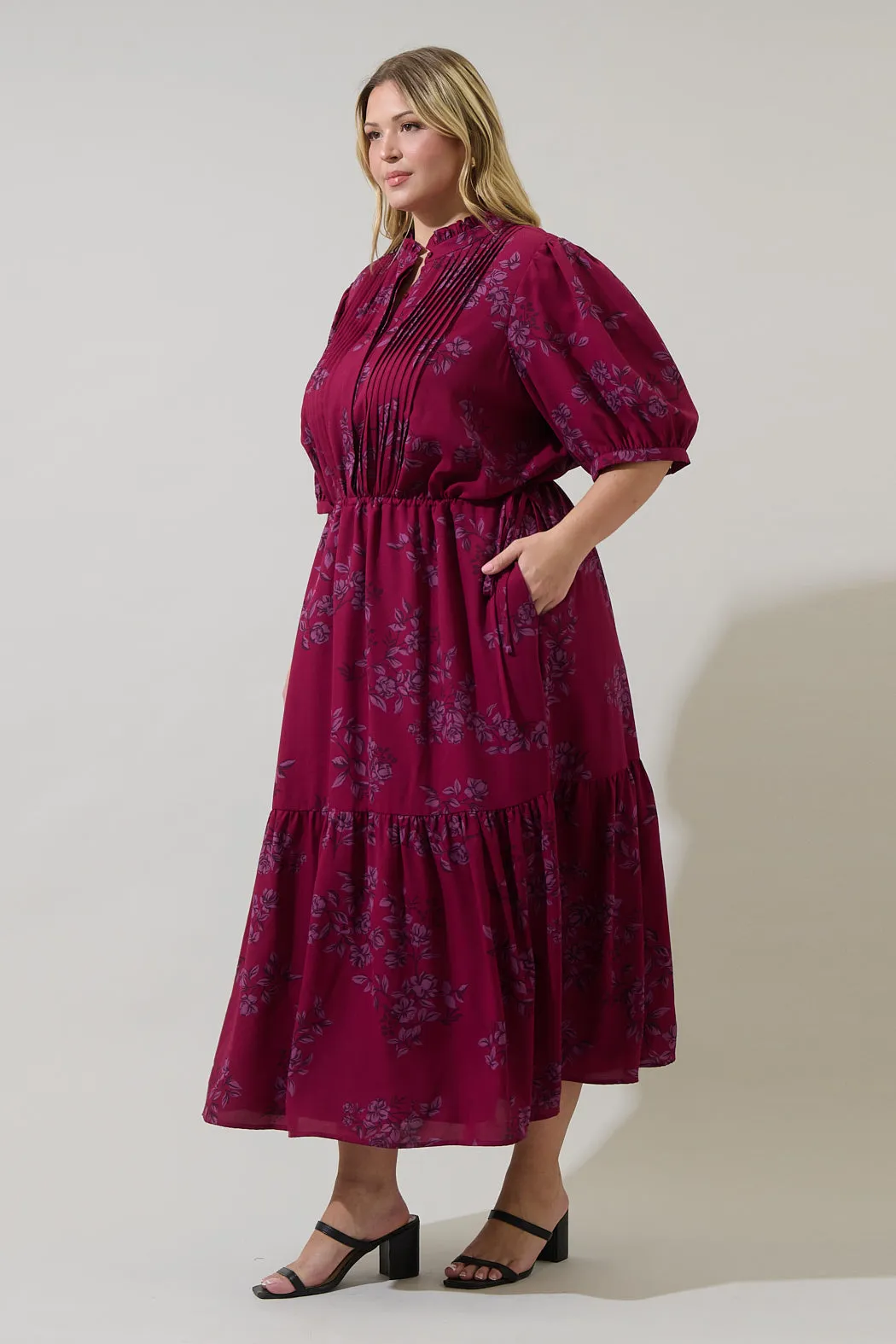 Zurum Floral Pleated Midi Dress Curve sold by Sugarlips product image thumbnail 3