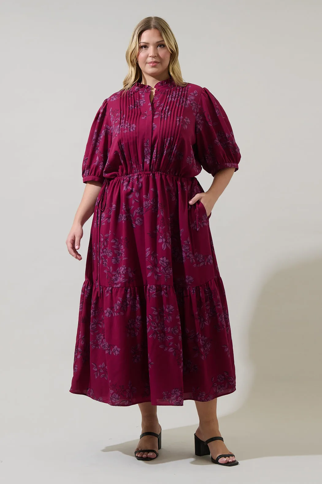 Zurum Floral Pleated Midi Dress Curve sold by Sugarlips product image thumbnail 4