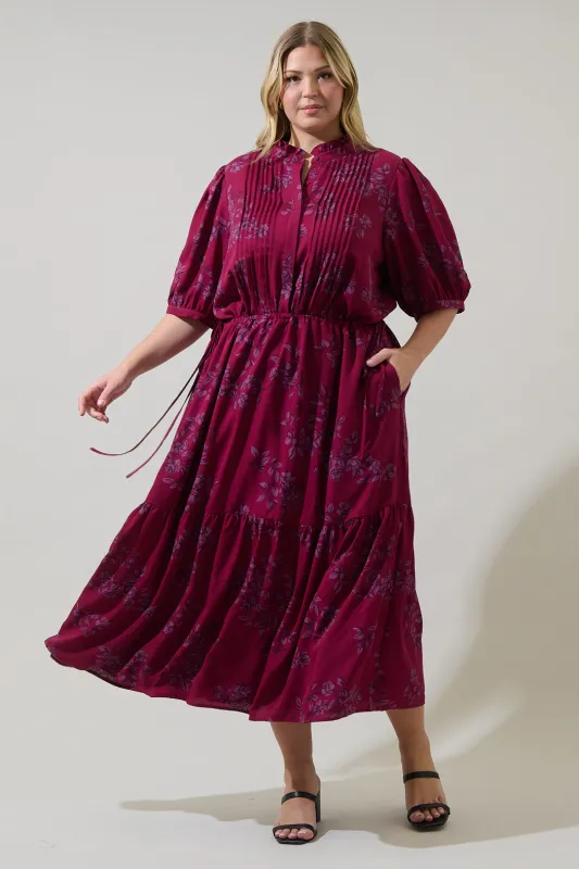 Zurum Floral Pleated Midi Dress Curve made by Sugarlips