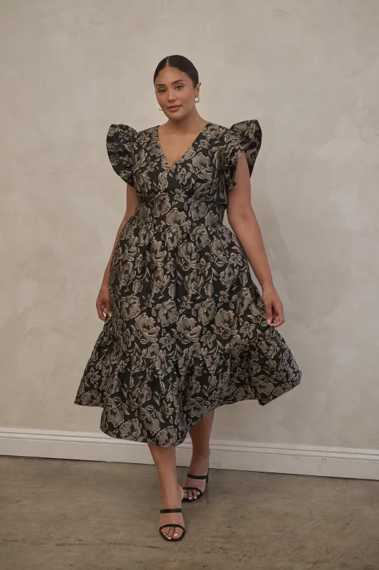 Lyla Jacquard Zayla Midi Dress Curve sold by Sugarlips