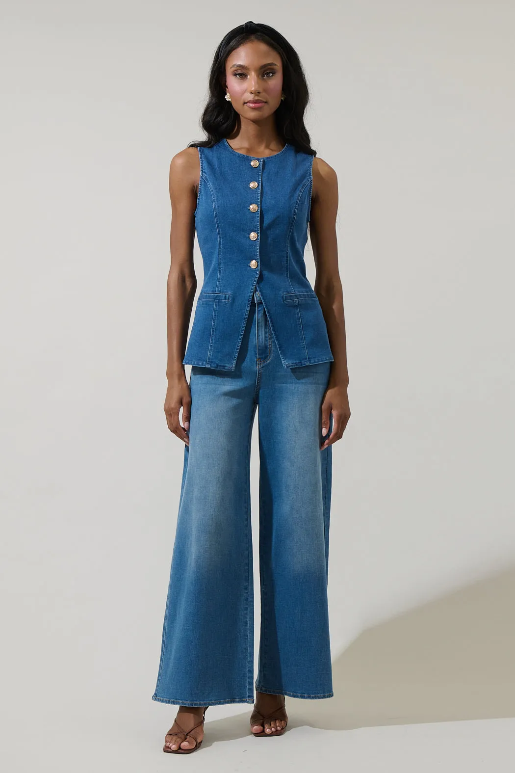 Jeanie High Waisted Wide Leg Jeans sold by Sugarlips product image thumbnail 5