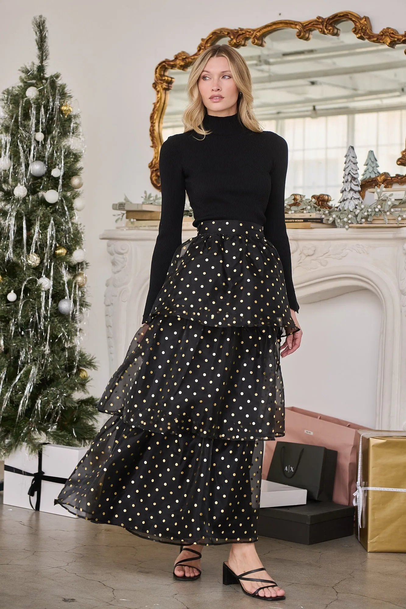 Ferris Polka Dot Halie Organza Maxi Skirt sold by Sugarlips