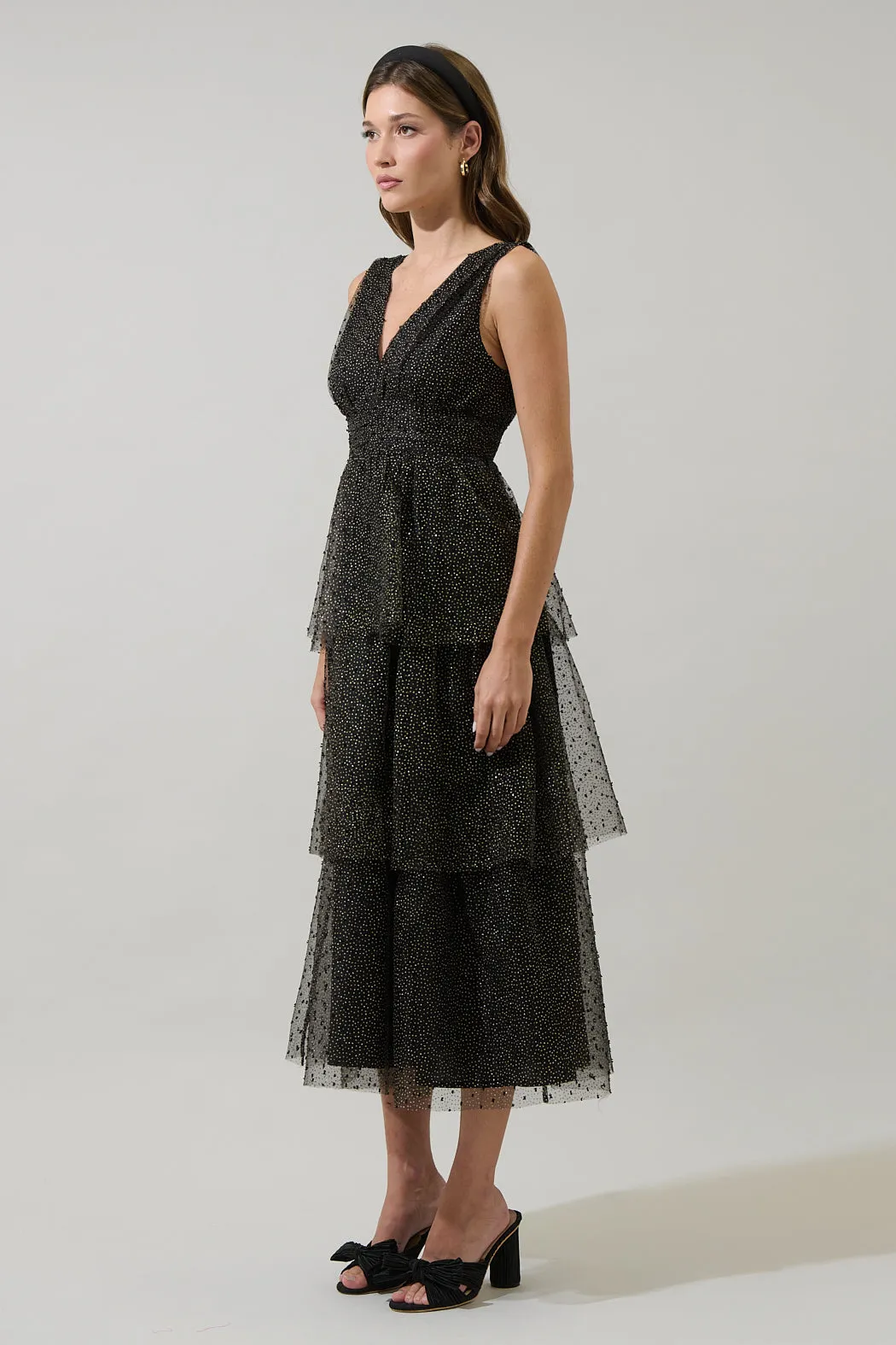 Maribel Organza Tiered Midi Dress sold by Sugarlips product image thumbnail 3