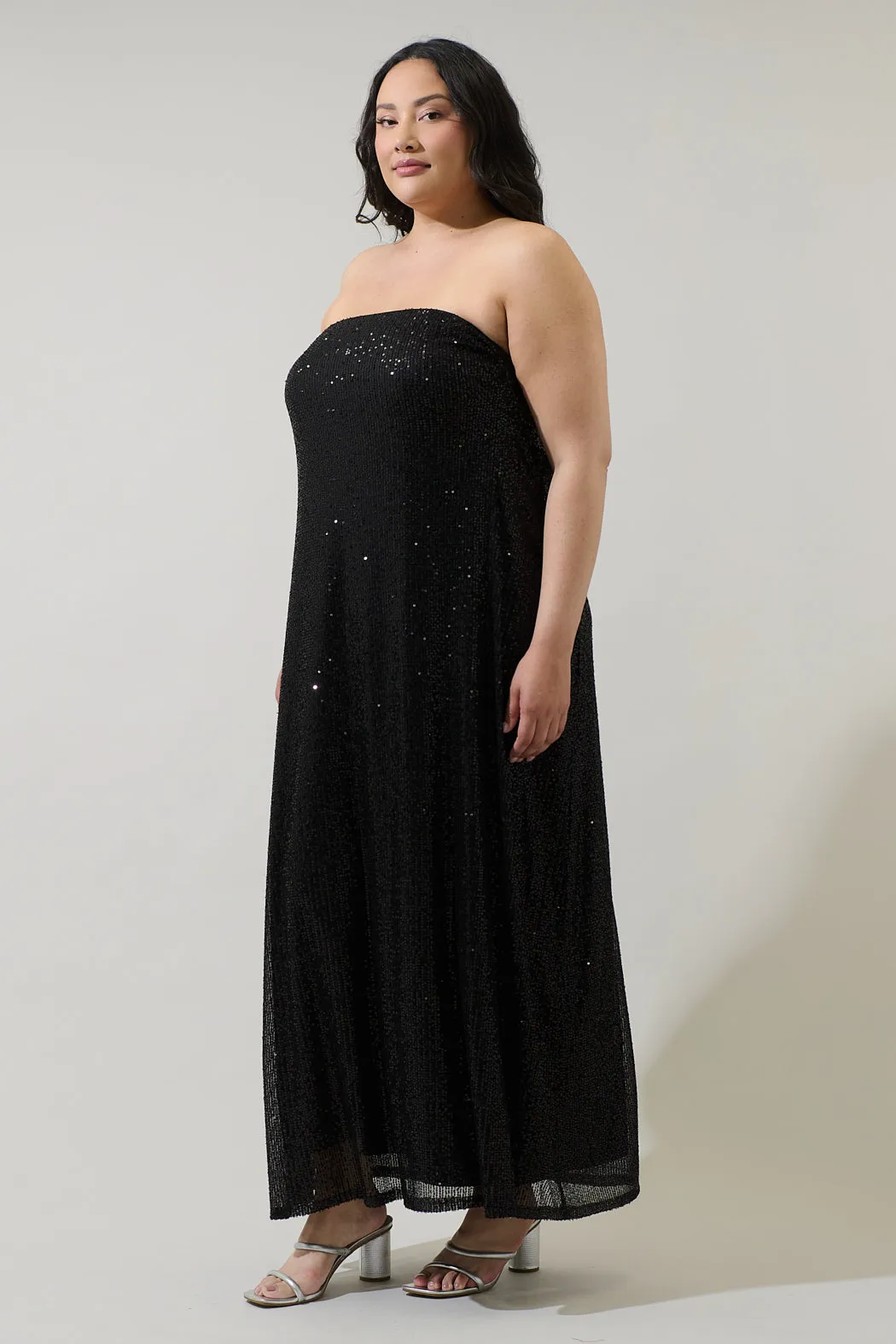 Friday Nights Sequin Strapless Maxi Dress Curve sold by Sugarlips product image thumbnail 3