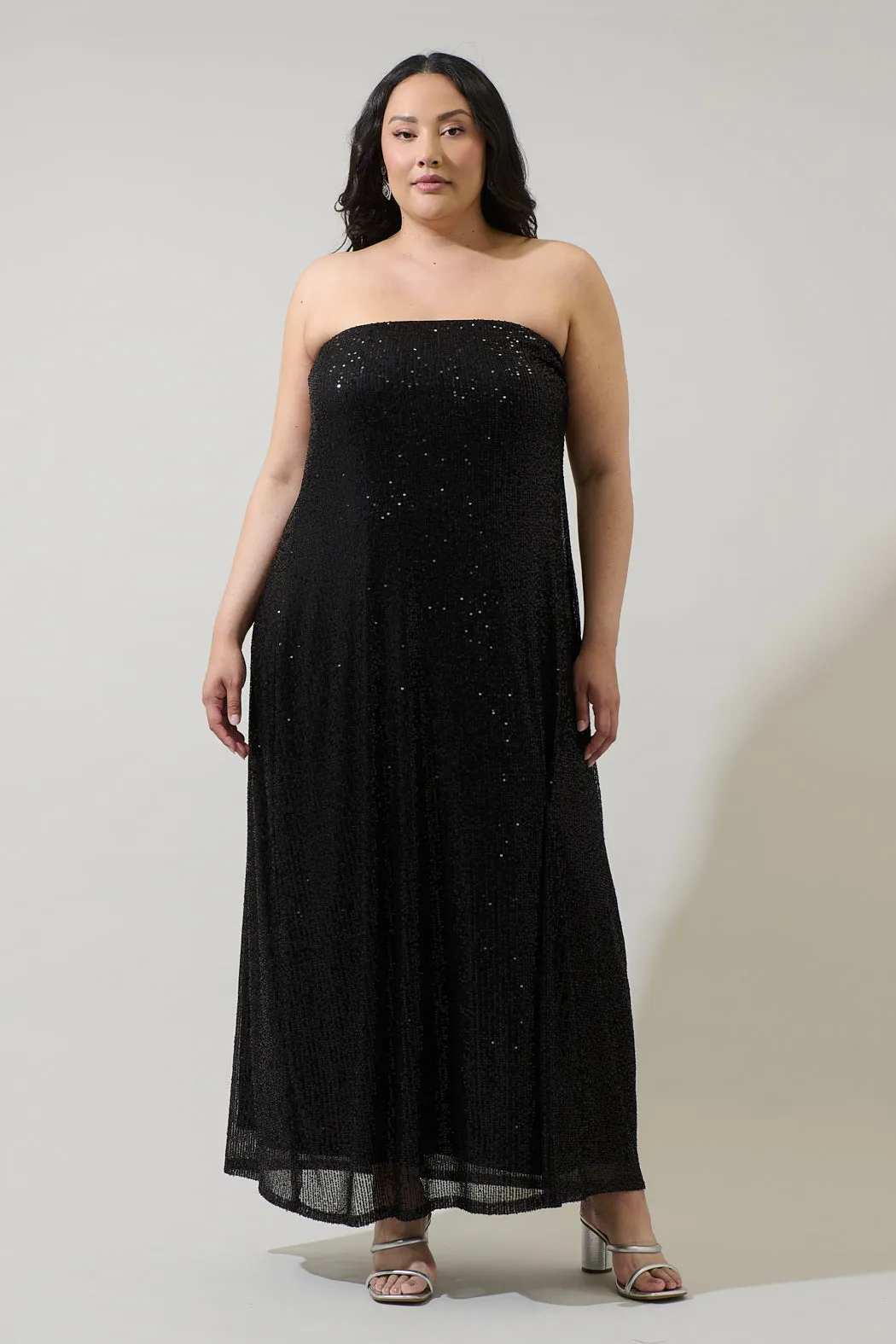 Friday Nights Sequin Strapless Maxi Dress Curve sold by Sugarlips