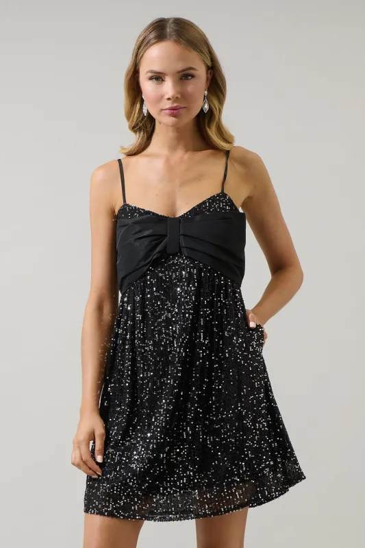 Friday Nights Sequin Bow Mini Dress sold by Sugarlips