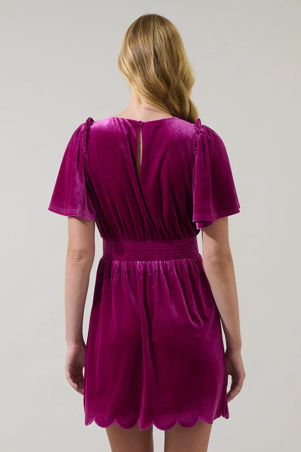 Lanie Velvet Scallop Mini Dress sold by Sugarlips product image thumbnail 2