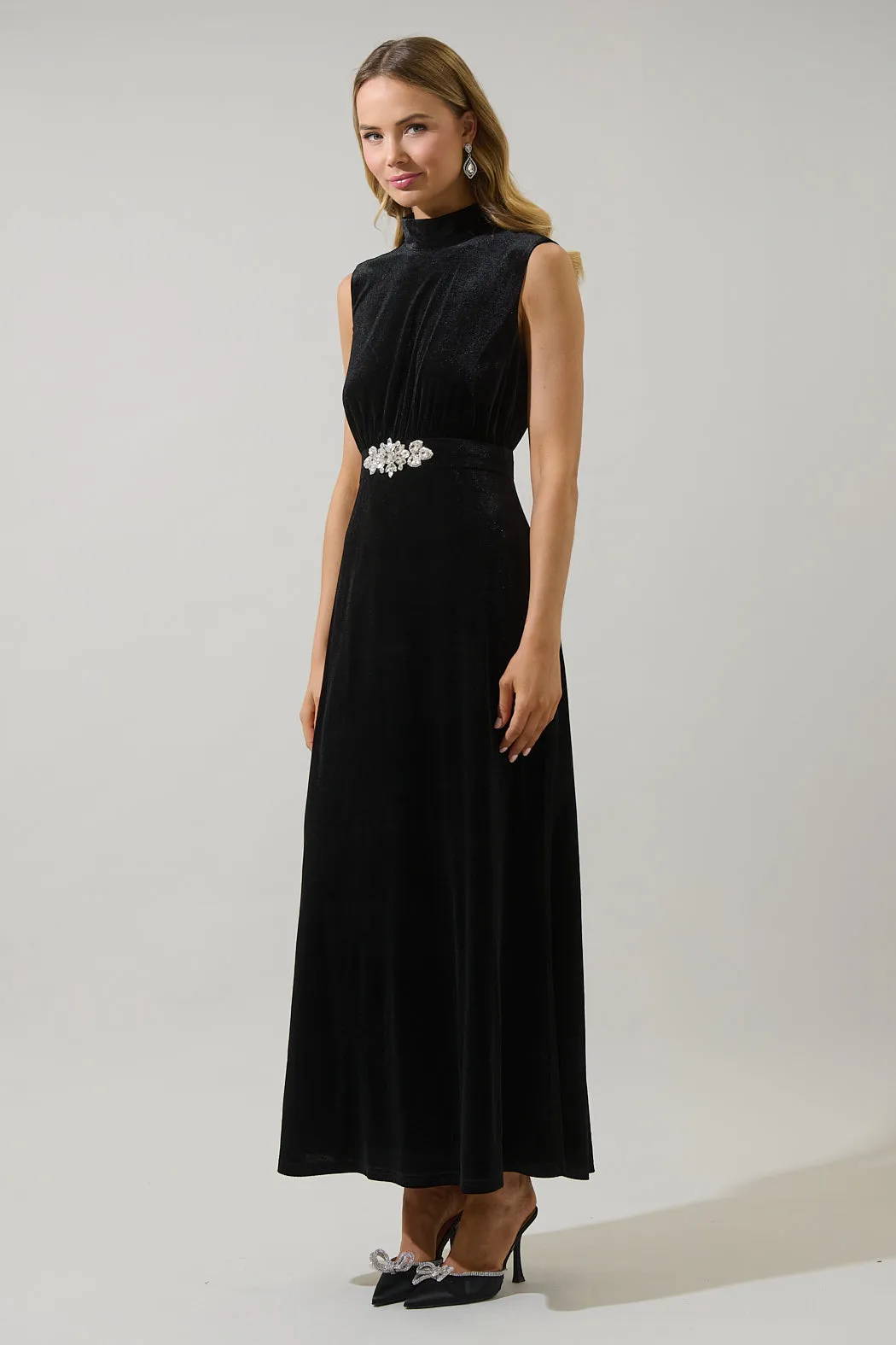 Silmara Velvet Mock Neck Maxi Dress sold by Sugarlips product image thumbnail 3