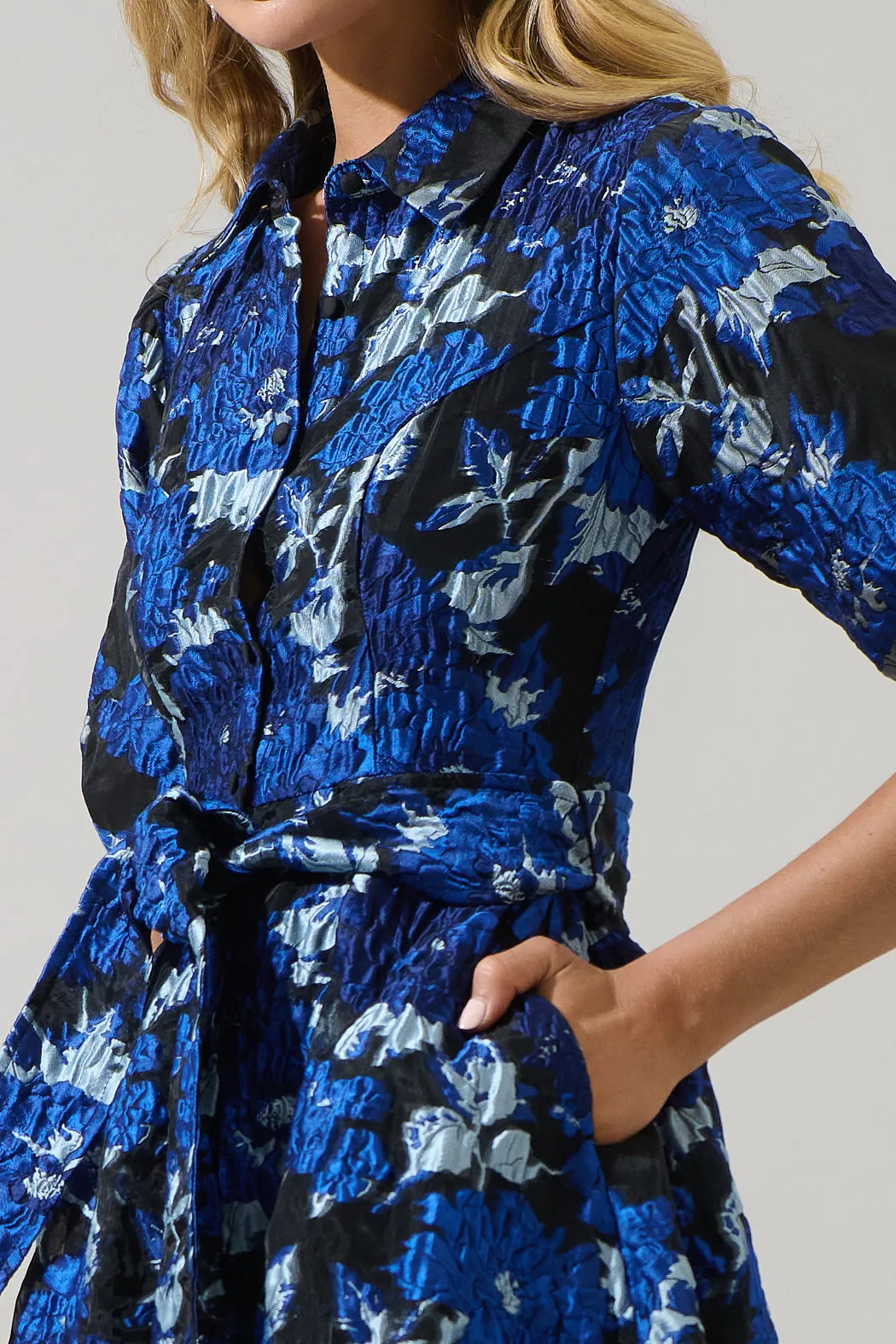 Glenna Jacquard Button Down Mini Dress sold by Sugarlips product image thumbnail 5