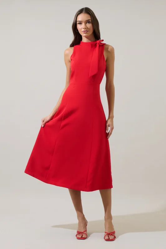 Daliah Sleeveless Bow Midi Dress sold by Sugarlips