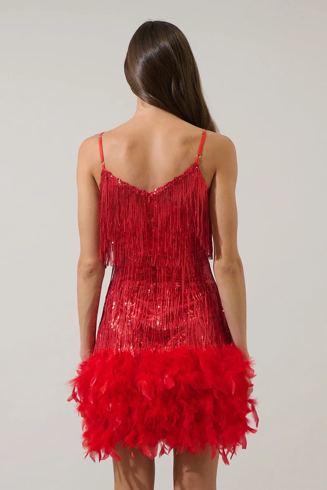 Camry Sequin Fringe Feather Mini Dress sold by Sugarlips product image thumbnail 3