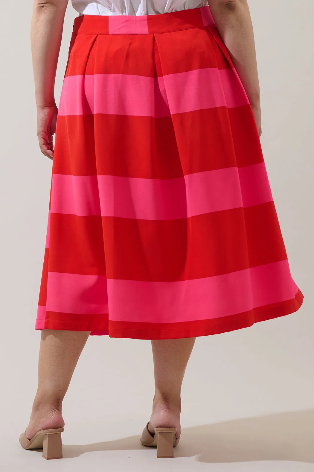 Lolli Stripe Pleated Midi Skirt Curve sold by Sugarlips product image thumbnail 2