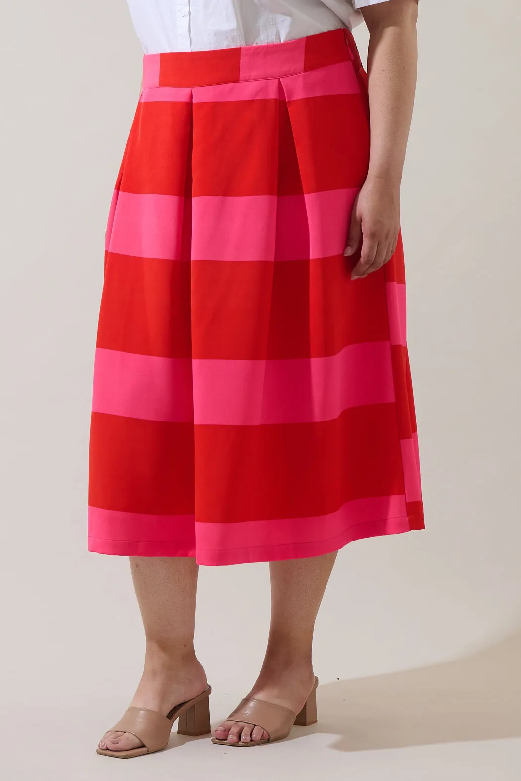 Lolli Stripe Pleated Midi Skirt Curve sold by Sugarlips product image thumbnail 3