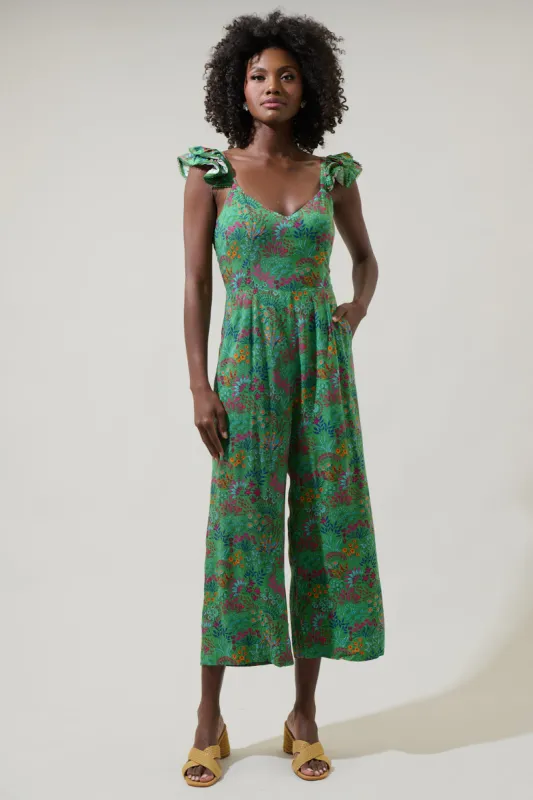 Ruya Floral Montgomery Flouncy Cropped Jumpsuit sold by Sugarlips