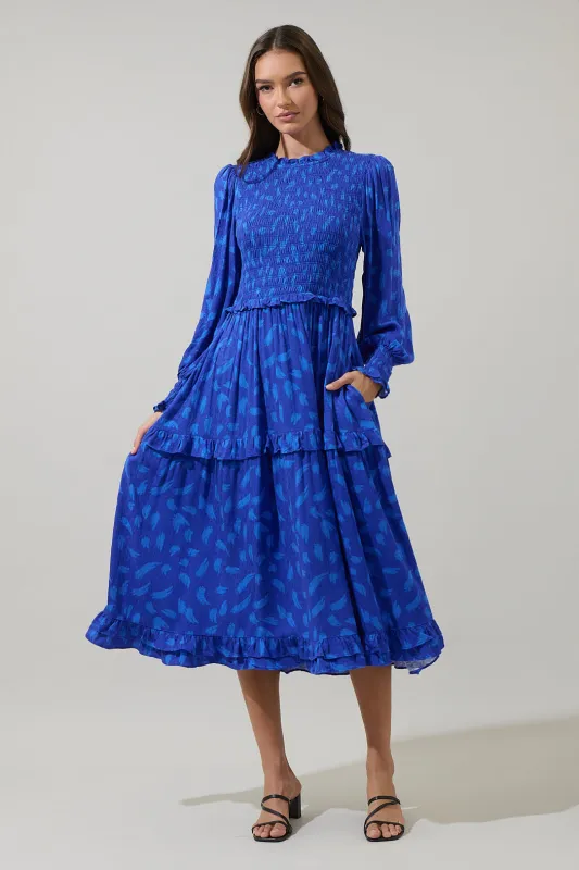 Darya Strokes Seldy Smocked Midi Dress sold by Sugarlips