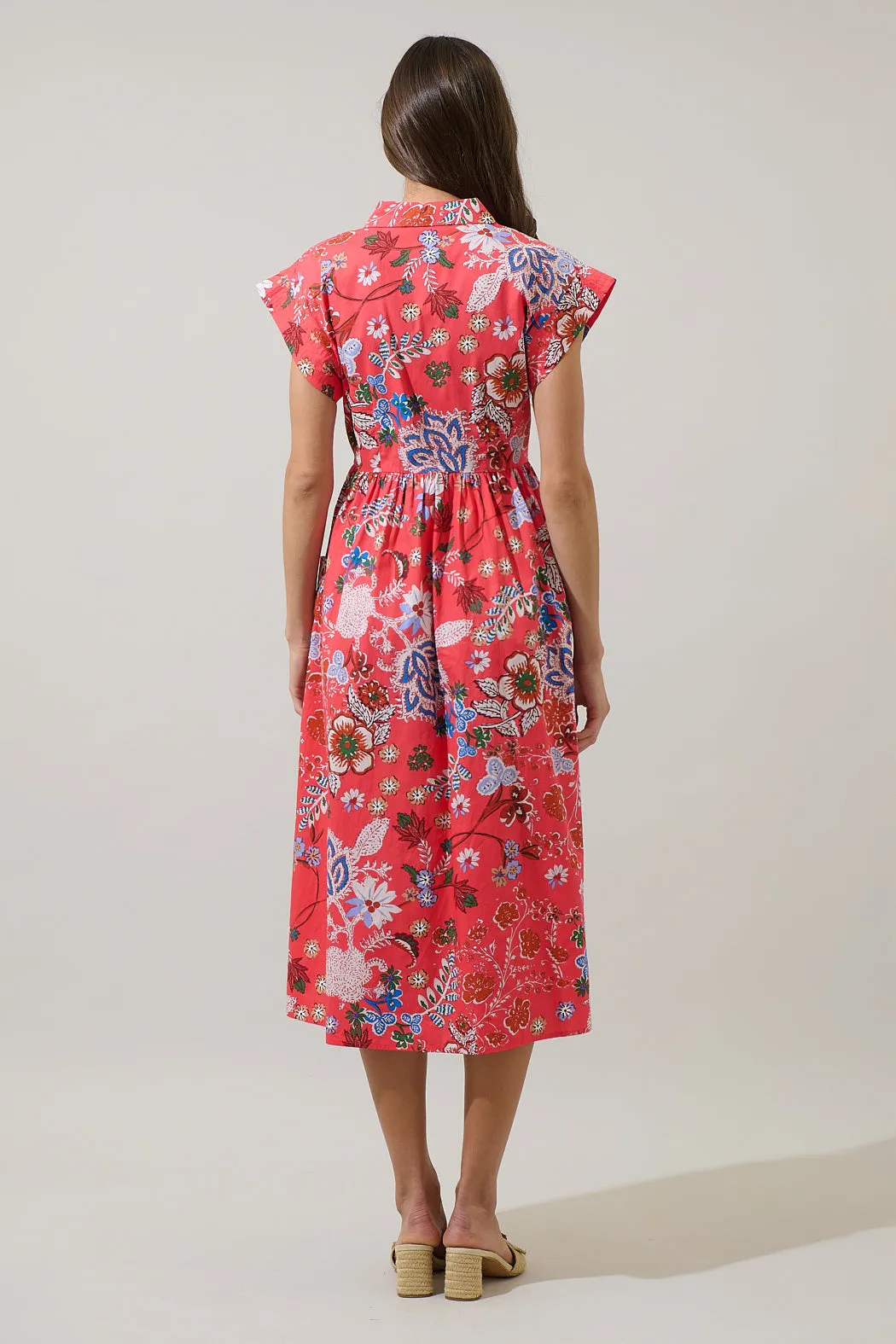 Oreanna Floral Grenola Button Up Midi Dress sold by Sugarlips product image thumbnail 2