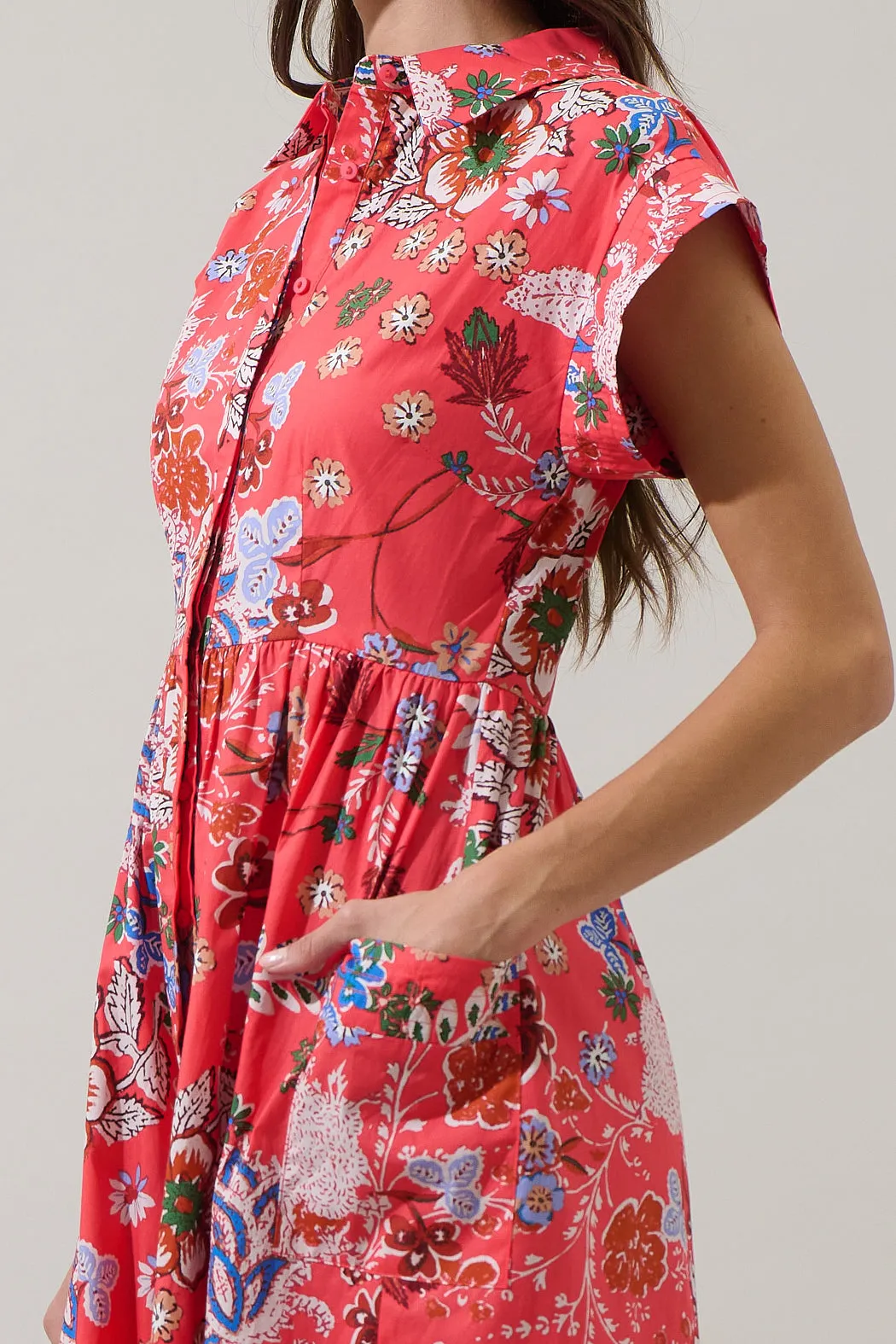 Oreanna Floral Grenola Button Up Midi Dress sold by Sugarlips product image thumbnail 4