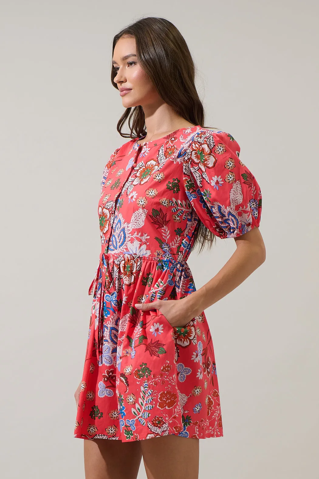 Oreanna Floral Alba Puff Sleeve Mini Dress sold by Sugarlips product image thumbnail 3