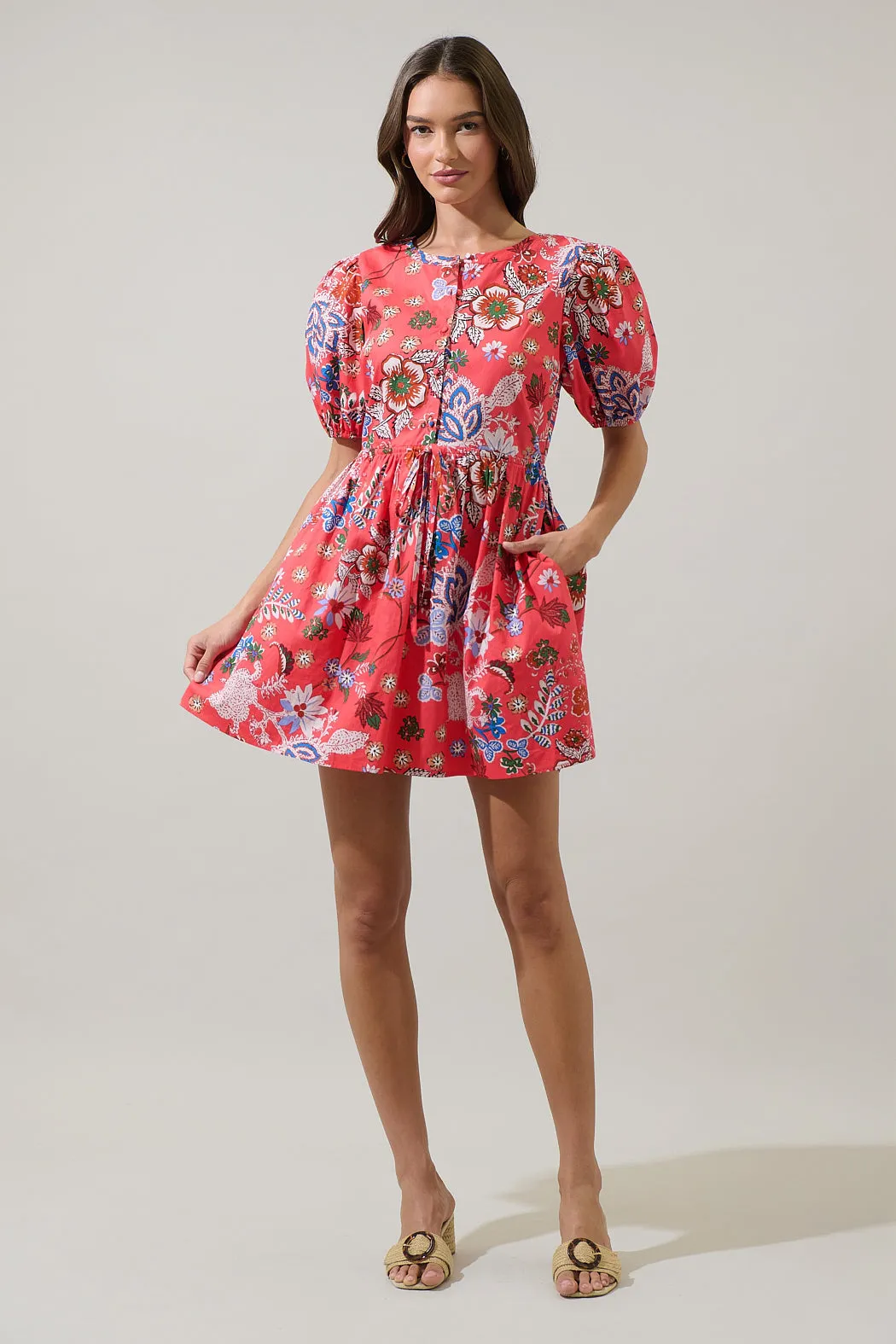 Oreanna Floral Alba Puff Sleeve Mini Dress sold by Sugarlips product image thumbnail 4