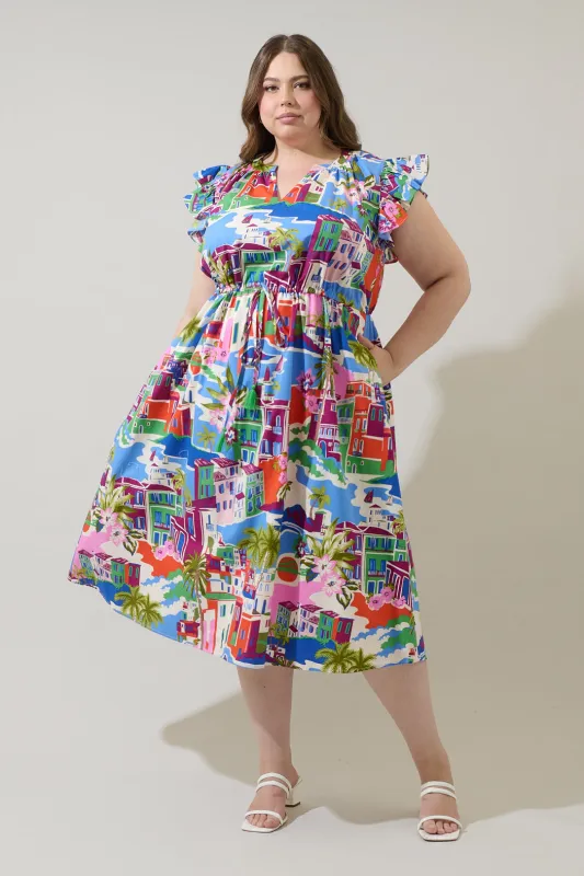 Rumi Town Tiarna Ruffle Midi Dress Curve sold by Sugarlips