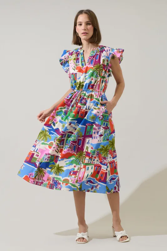 Rumi Town Tiarna Ruffle Midi Dress sold by Sugarlips