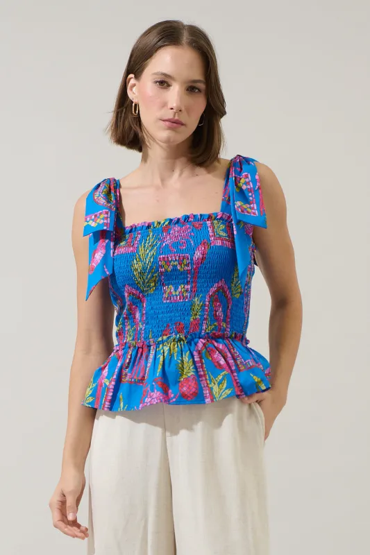 Bally Tropical Cazz Smocked Top sold by Sugarlips