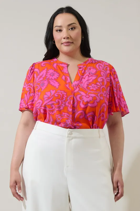 Marinda Floral Mivie Pleated Top Curve sold by Sugarlips