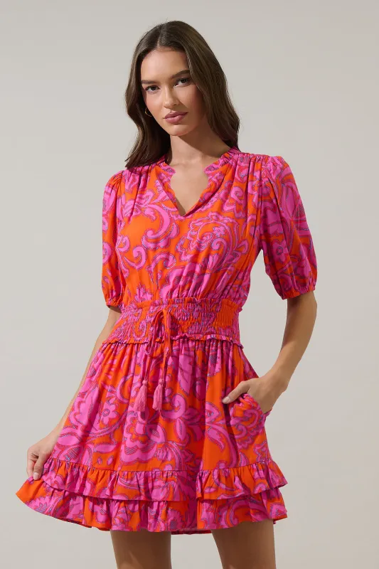 Marinda Floral Jurie Smocked Mini Dress sold by Sugarlips