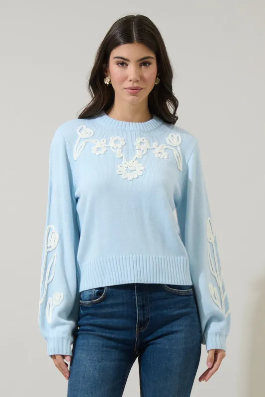 Celestial Floral Embroidered Sweater sold by Sugarlips