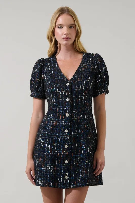 Tarran Tweed Button Down Mini Dress made by Sugarlips