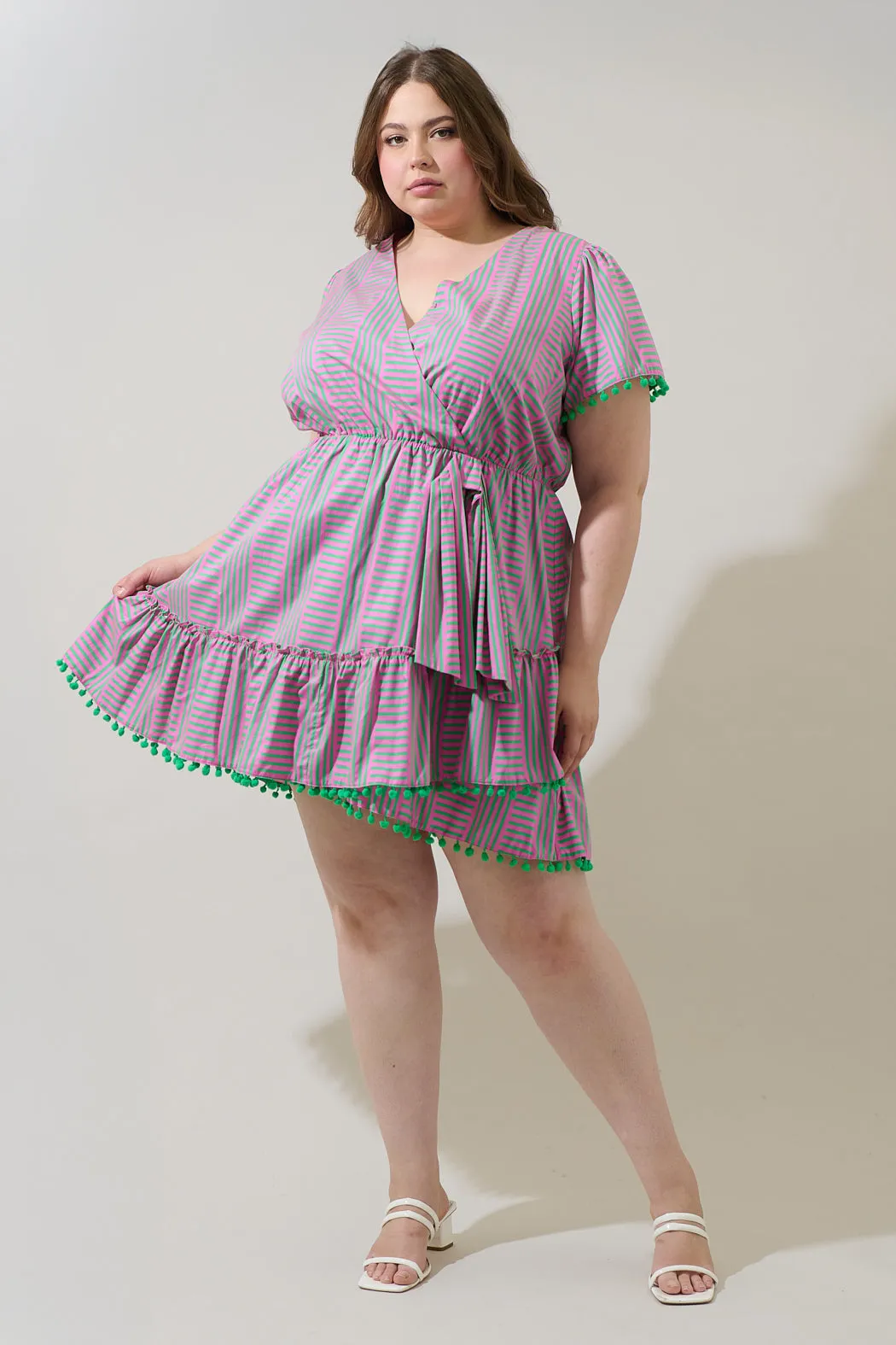 Valda Striped Fredrie Wrap Mini Dress Curve sold by Sugarlips product image thumbnail 4