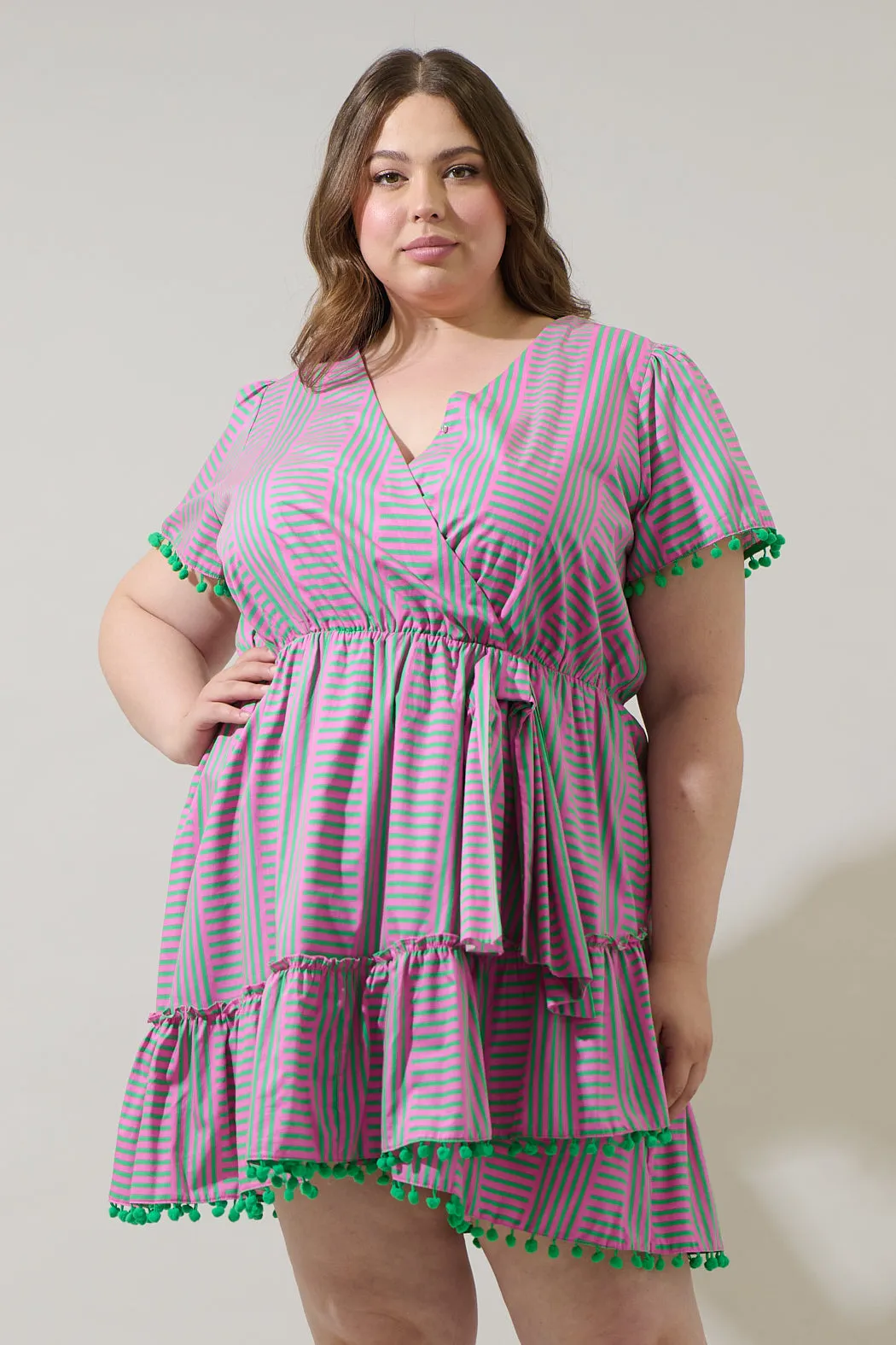 Valda Striped Fredrie Wrap Mini Dress Curve sold by Sugarlips