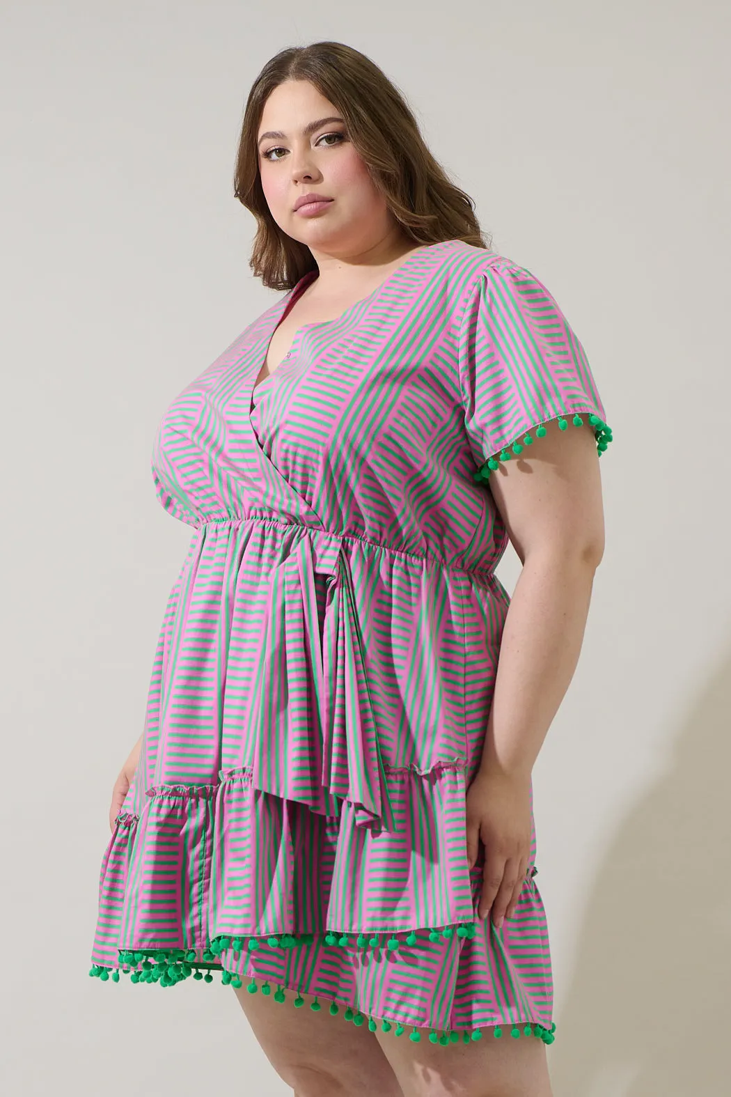 Valda Striped Fredrie Wrap Mini Dress Curve sold by Sugarlips product image thumbnail 3
