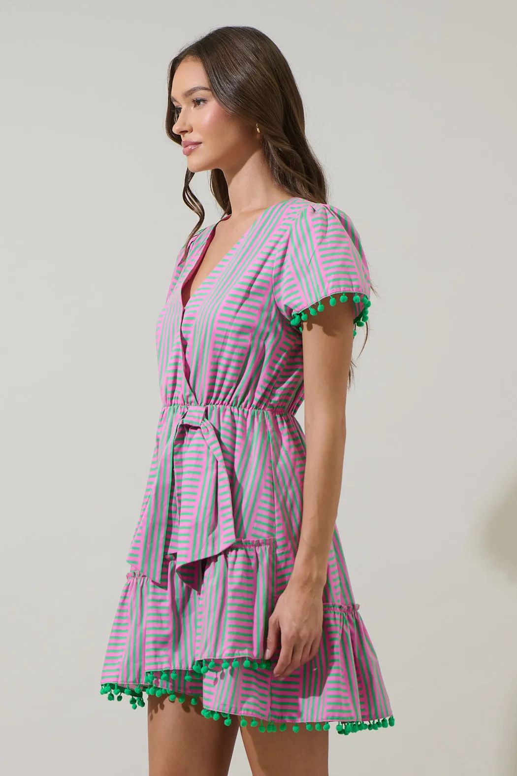 Valda Striped Fredrie Wrap Mini Dress sold by Sugarlips product image thumbnail 3