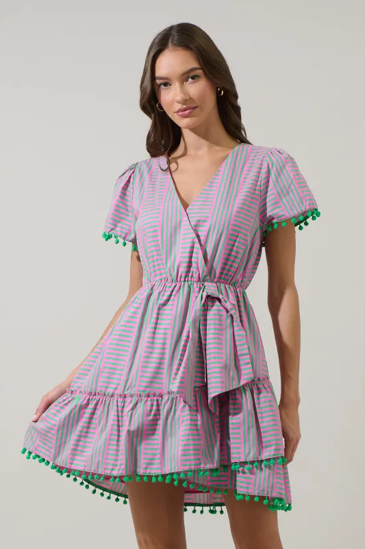 Valda Striped Fredrie Wrap Mini Dress sold by Sugarlips