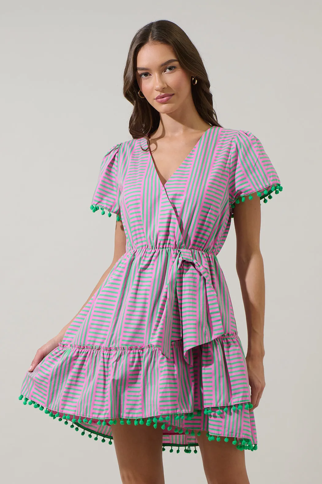 Valda Striped Fredrie Wrap Mini Dress sold by Sugarlips