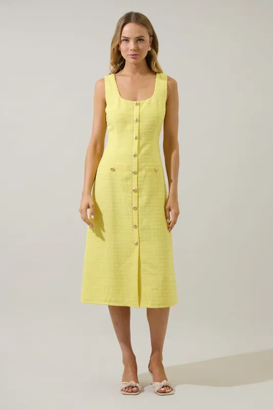 Adriella Tweed Litia Sleeveless Midi Dress sold by Sugarlips