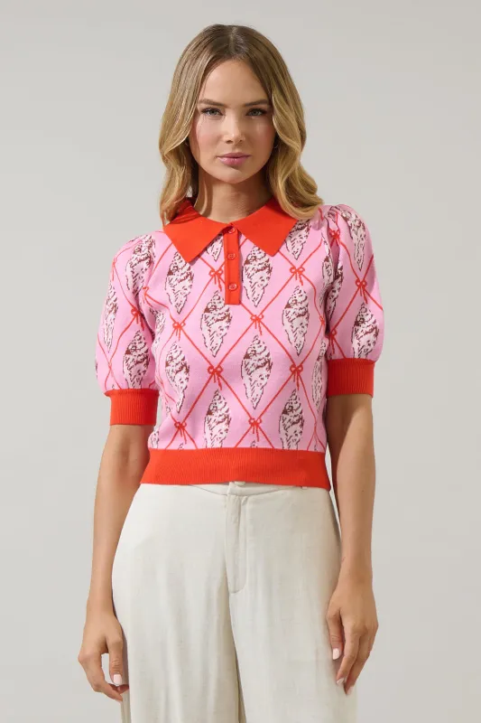 Shell Struck Collared Sweater Top made by Sugarlips