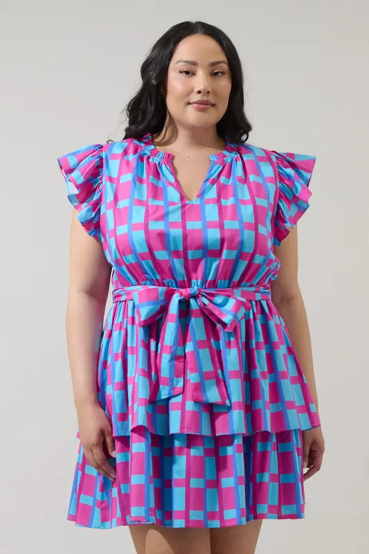 Marvy Checker Emie Ruffle Mini Dress Curve made by Sugarlips