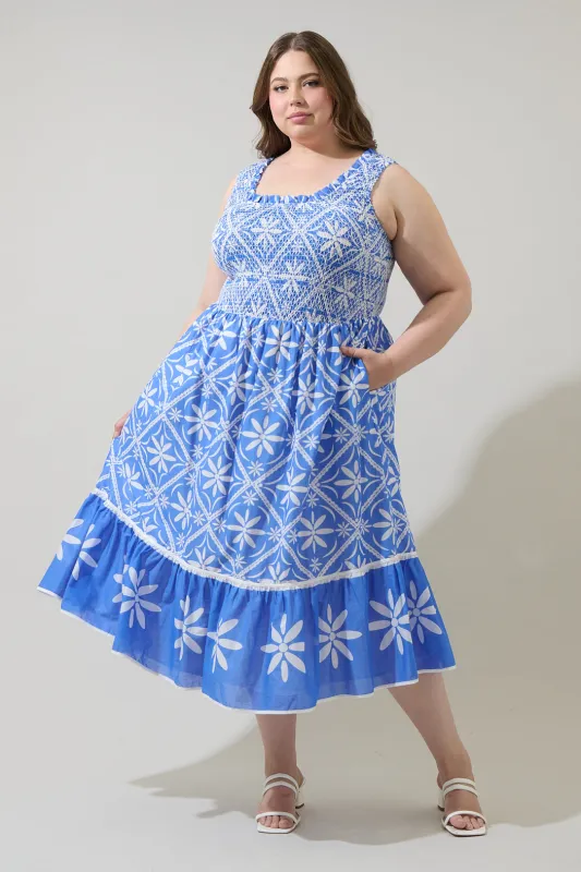 Alexie Floral Jessy Smocked Midi Dress Curve sold by Sugarlips