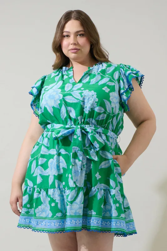 Verbena Floral Eriny Ruffle Mini Dress Curve sold by Sugarlips