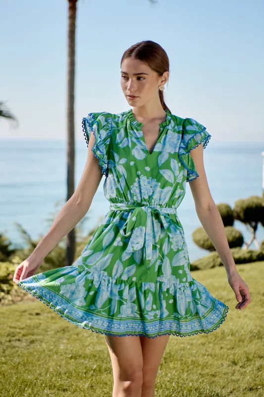 Verbena Floral Eriny Ruffle Mini Dress sold by Sugarlips