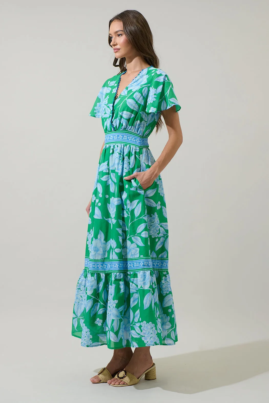 Verbena Floral Ingrida Surplice Maxi Dress sold by Sugarlips product image thumbnail 4