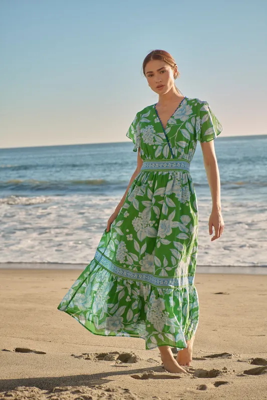 Verbena Floral Ingrida Surplice Maxi Dress made by Sugarlips