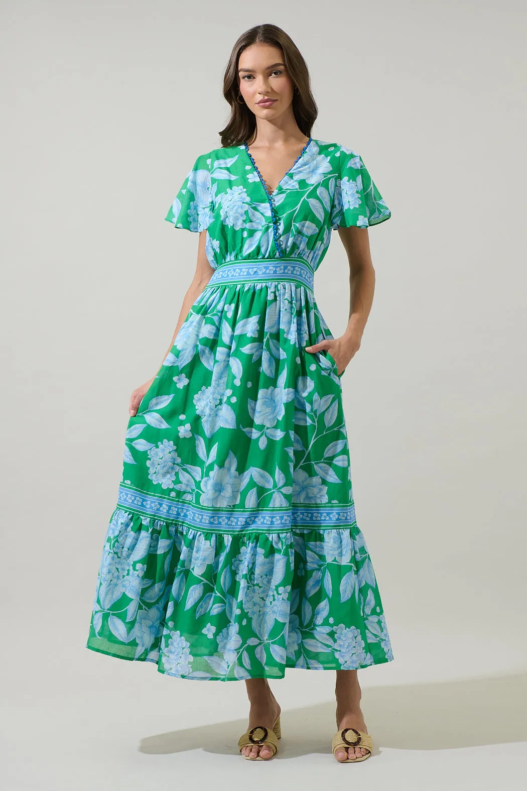 Verbena Floral Ingrida Surplice Maxi Dress sold by Sugarlips product image thumbnail 2