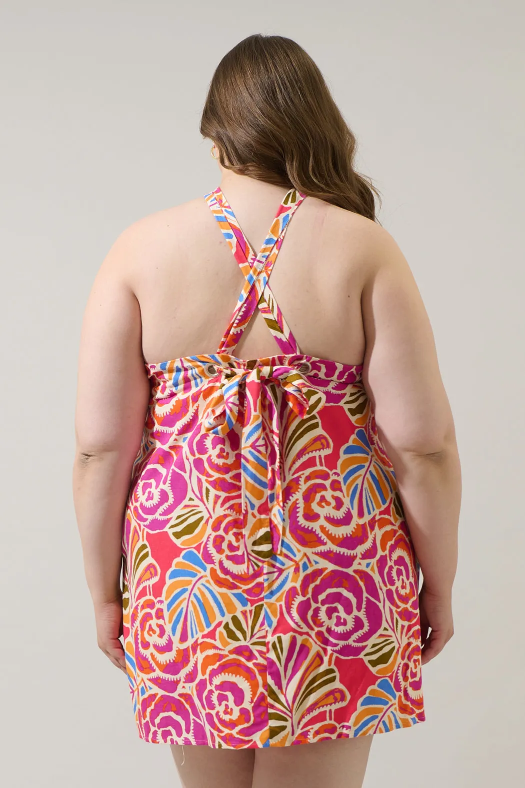 Nomi Floral Amory Halter Mini Dress Curve sold by Sugarlips product image thumbnail 2