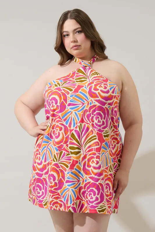 Nomi Floral Amory Halter Mini Dress Curve sold by Sugarlips