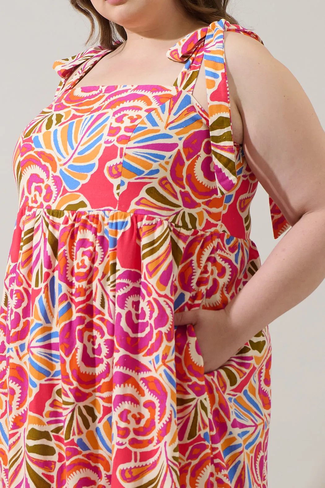 Nomi Floral Hendy Shoulder Tie Maxi Dress Curve sold by Sugarlips product image thumbnail 4